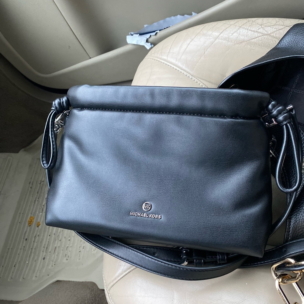🆕MK XS Lina Faux Leather Drawstring Crossbody